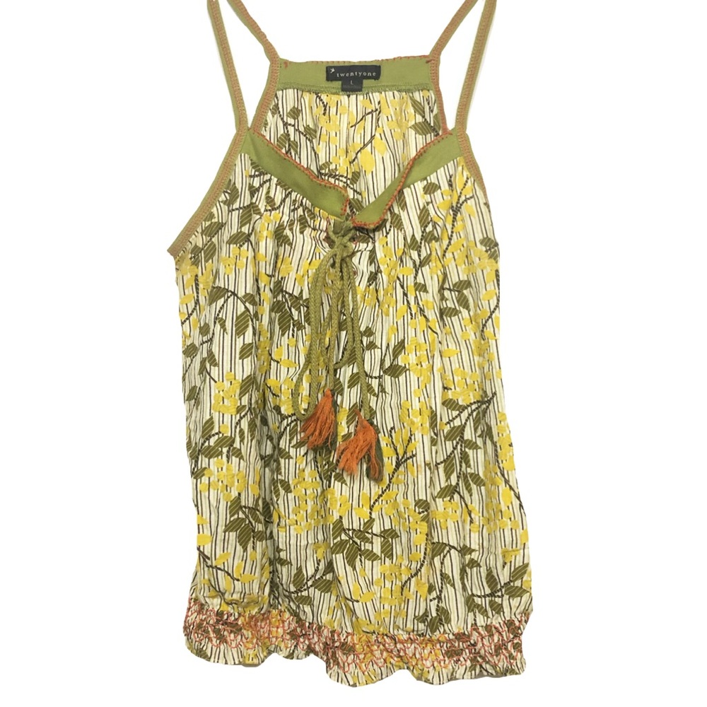 Forever 21 Leaf Tassel Tie Blouse